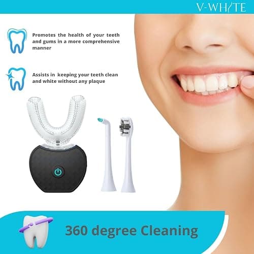 V-WHITE Adults Auto Brush Ultrasonic U-Shaped Toothbrush – 360° Teeth Cleaning, Hands-Free Electric Autobrush – Gum Protection, Waterproof IPX7, Wireless Charging thumbnail 4