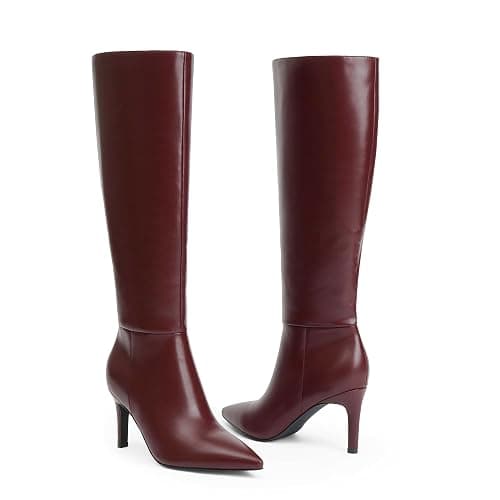 Easyfox Knee High Boots Women Pointed Toe Tall Boots 3 In Stiletto High Heel Long Boots Side Zipper Dress Knee High Boots thumbnail 5