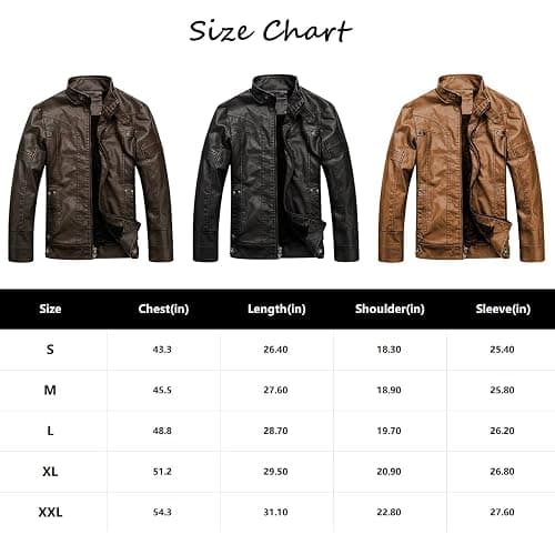 WULFUL Men's Vintage Stand Collar Leather Jacket Motorcycle PU Faux Leather Jacket Fleece Lined Winter Outwear thumbnail 6