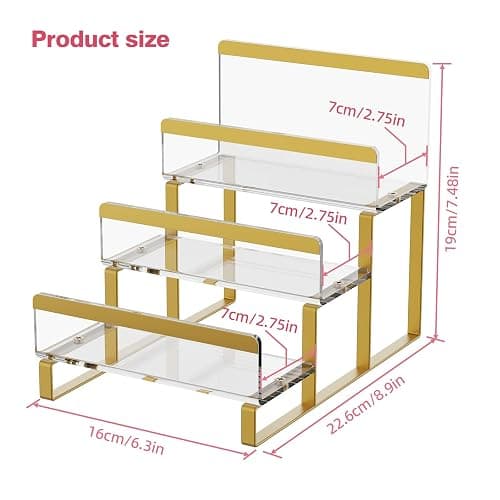 TIPSYTREE 3-Layer Wallet Display Stand, Wide 2.75" Shelves Metal Clutch Holder, Purse Stand for Closet, Boutique Counter, Retail Store Display thumbnail 3