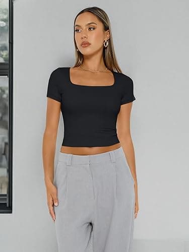 Trendy Queen Tshirts Shirts for Women Double Lined Going Out Crop Tops 2025 Spring Summer Workout Y2k Clothes Beach Fashion thumbnail 8