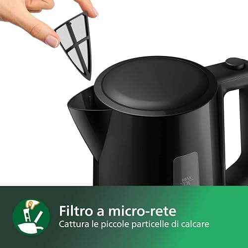 Philips Series 3000 Bollitore, Capacità 1,7 L, Formato Famiglia, Resistenza Piatta, Spia Luminosa LED, Facile Riempimento, Indicatore in Tazze, Nero (HD9318/20) thumbnail 4