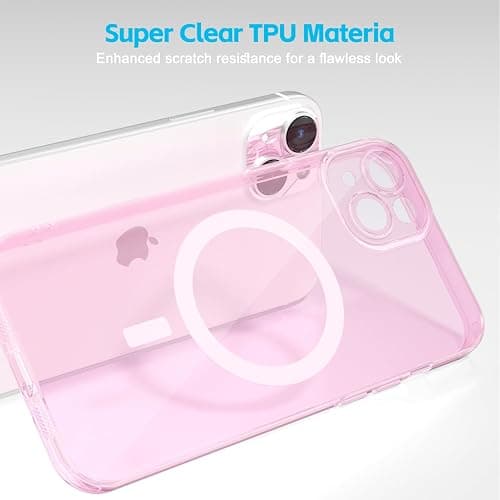 Svanove for iPhone 15 Case Clear Compatible with Magsafe Silicone, Transparent Thin Magnetic Mag Safe Case Cute, Girly Aesthetic Trendy Slim Hard Rubber Camera Cover Protection, Light Pink thumbnail 6