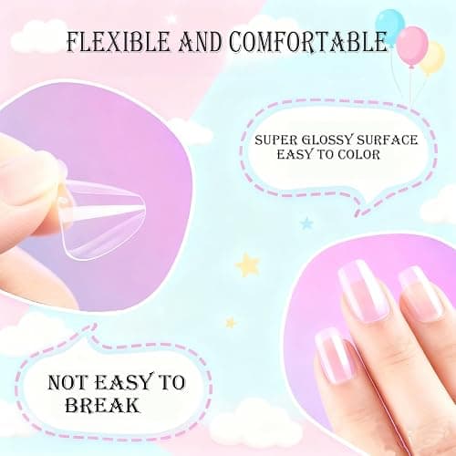 OPkssnails Extra Short Almond Kid Nail Tips,360Pcs Soft Gel Nail Tips Pre-Shaped Press On Nails For Kids,Clear Acrylic Half Matte Full Cover Fake Nail For Kids DIY Extension & Salon Use12 Sizes thumbnail 4