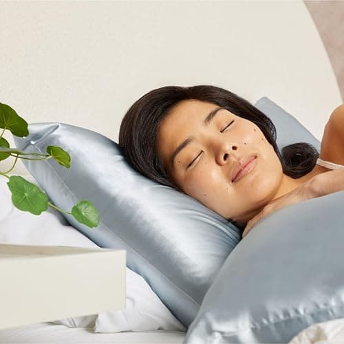 Kitsch Satin Pillowcase with Zipper for Hair & Skin, Softer Than Silk Pillow Cases Queen, Wrinkle-Free, Smooth and Cooling Satin Pillow Covers, Standard Size 19"x26", Haze Blue thumbnail 7