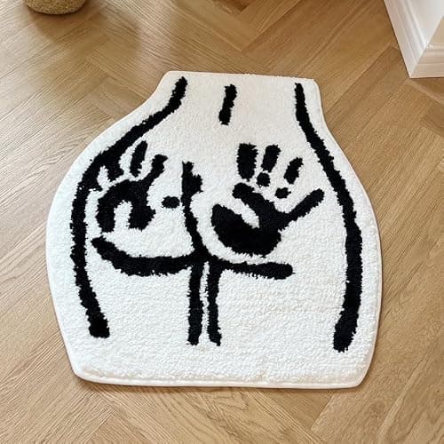 LAKEA Sexy Bathroom Tufted Rugs Soft Non-Slip Absorbent Handmade Carpet Bedroom Bathroom Mat Home Decor Room Decor (23.6X21.7 inch) (Handprint) thumbnail 2