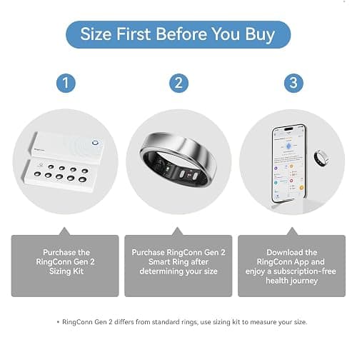 RingConn Gen 2, World’s First Smart Ring with Sleep Apnea Monitoring, No APP Subscription, 12-Day Battery Life, Stress/Heart Rate/Women's Health Tracker, Android & iOS Compatible (Silver, Size 9) thumbnail 2