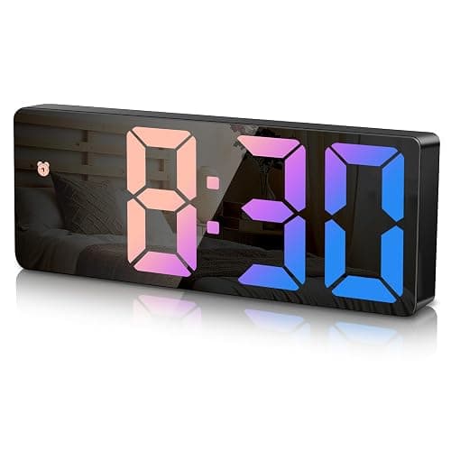 Generico Sveglia da Comodino Digitale, Orologio Digitale con Snooze e Display Luminoso, Grande Schermo LED per Ora/Data/Temperatura, Alimentazione USB e a Batterie, Colorato - Image 1