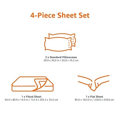 Amazon Basics Lightweight Breathable Super Soft Easy Care Brushed Microfiber 4-Piece Bed Sheet Set with 14-Inch Deep Pockets, Wrinkle Resistant, Queen, Light Blue, Solid thumbnail 6