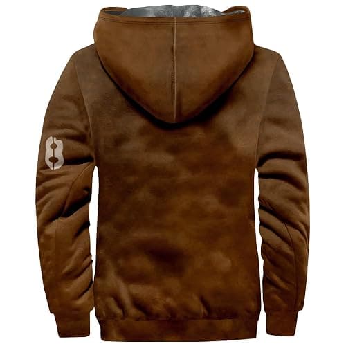 RODYETQQ Mens Hoodies Zip Up Fleece Jacket Thick Retro Flag Print Hoodie Sherpa Lined Winter Coat Fall Fashion Hoodie thumbnail 2