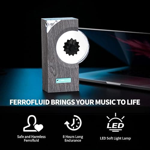 sovenomund Dancing Ferrofluid with Music Rhythm, Ferrofluid Speaker Music Mate, Symbiote in a Bottle, Ferrofluid Display Lamp, Desktop Decor, Teenager Gifts (Not A Speaker) (Does Not Make Sound) thumbnail 2