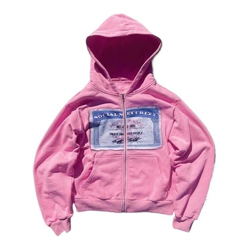 Zip up Hoodie Y2k Oversized Graphic Hoodies Unisex Grunge Jackets Streetwear Vintage 2000s Emo Clothes - Image 1