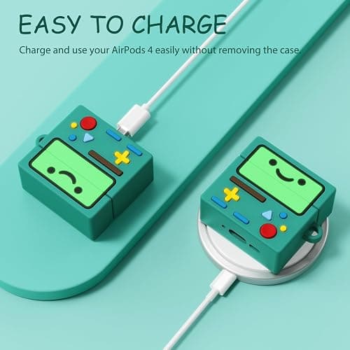 AirPod 4 Case Cover, KOREDA Cute Cartoon Game Case for Airpods 4th Generation (2024), Funny Kawaii 3D Cartoon Silicone Case for Women Girls (Green) thumbnail 6