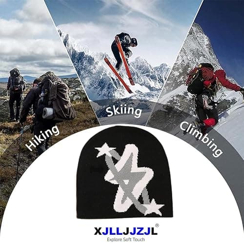Punk Lightning Beanie Rock Skullies Knitted Hip Hop Hat Gothic Beanies Casual Outdoor Ski Hat Slouchy Skull Cap Black thumbnail 6