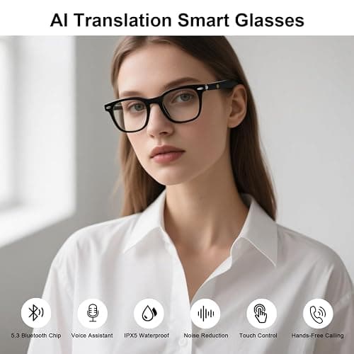 AI Smart Translation Glasses, Noise Reduction & Anti-Blue Light, Powered By GPT, Support 165+ Languages Multi-Functional Translator Glasses, Unisex Audio Bluetooth Glasses for Work, Travel & Study thumbnail 2