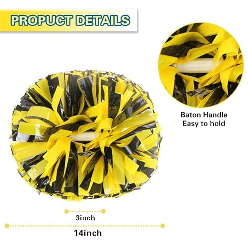 Lovecheer 2PCS Plastic Cheerleading Pom Poms with Baton Handle Cheer Pomoms for Kids Adults Cheering Sports Team Spirit Party thumbnail 2