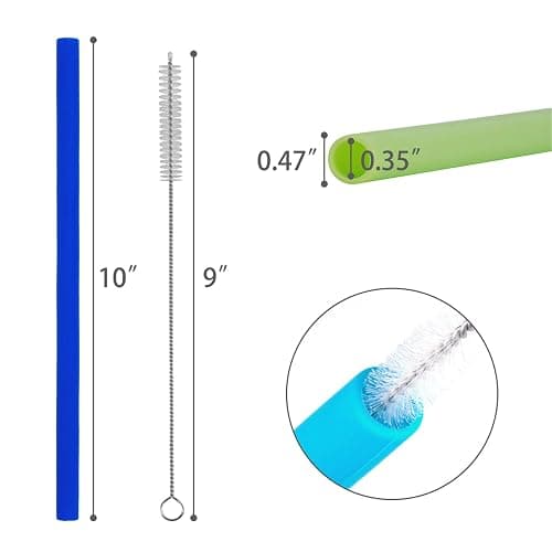 tifanso 14PCS 10" Extra Wide Reusable Silicone Straws for 20/30oz Tumblers | Food Grade Flexible Silicone, Includes Cleaning Brushes, Ideal for Milkshakes, Fits Yeti Rtic Cups, BPA-Free & Easy to Clean thumbnail 4