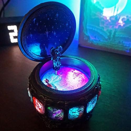 Vintage Music Box with Constellations Rotating Goddess LED Lights Twinkling Resin Carved Mechanism Musical Box with Sankyo 18-Note Wind Up Signs of The Zodiac Gift for Birthday (A1 Upgraded) thumbnail 2