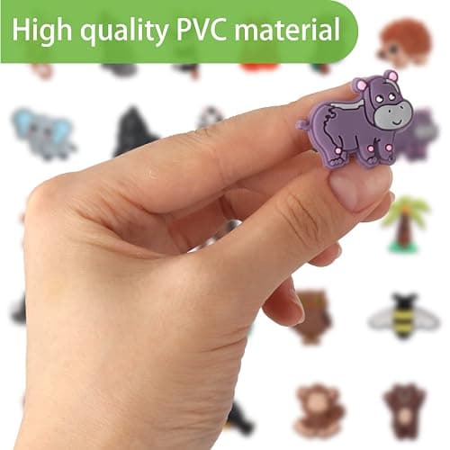 mortd Jungle Animals Shoe Decoration Charms, 30PCS Jungle Safari Animals Monkey Lion Tiger Zebra Elephant Shoe Charms for Shoe Wristband, PVC Shoe Charm Accessories for Party Favors Birthday Gifts, thumbnail 5