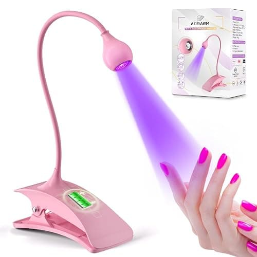 AORAEM UV Nail Lamp Rechargeable Gooseneck UV Light for Gel Nails Touch Flash Cure Lamp Nail Dryer with Clamp, Portable LED Gel Light 3 Level Timing Home Professional DIY Manicure Salon (Pink) - Image 1