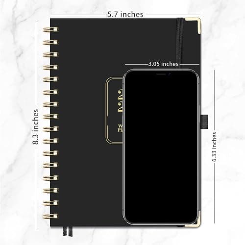 RETTACY 2026 Planner, Weekly and Monthly, Medium Size (5.7" x 8.3"), Jan - Dec 2026, Agenda, Calendar, 12 Month Tabs, Hardcover, 100 GSM Thick Paper, Spiral-bound (Black) thumbnail 2