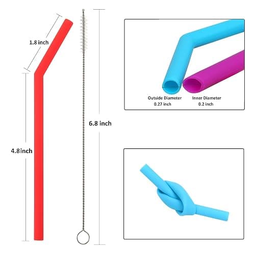 Reusable Silicone Straws for Toddlers & Kids - 12 pcs Flexible Short Drink 6.6" Straws for 6-10 oz Yeti/Rtic/Ozark Tumblers & 4 Cleaning Brushes - BPA free, no Rubber Tast thumbnail 3
