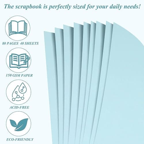 Joyberg Scrapbook 80 Pages, Scrapbooking Supplies 8 x 8 In, Scrapbook Album Suitable for Album Memory Book Wedding, Anniversary Family, DIY Craft Projects (Blue) thumbnail 5