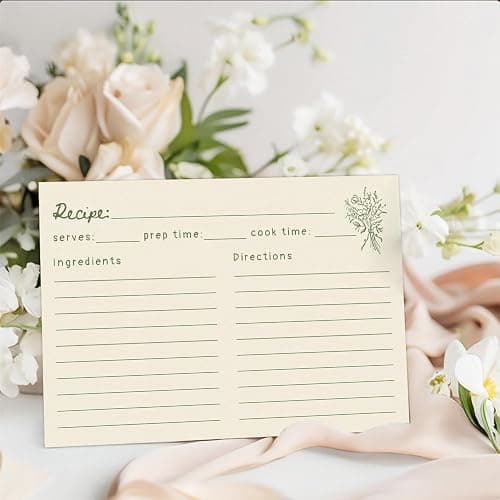 JOETMAE 50PCS Minimalist Retro Flower 4×6 Recipe Cards - In Double Sided | Blank|Thick Card stock|Minimalist Flower Design|For Bridal Shower Wedding Baby Shower Kitchen Diaries Banquet Preparation thumbnail 2