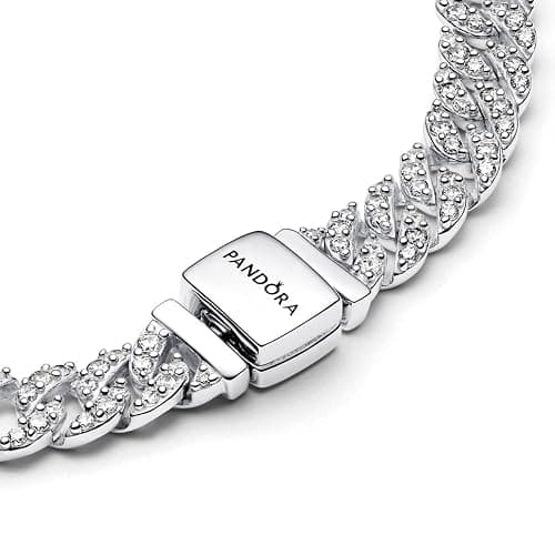 PANDORA Timeless Pavé Cuban Chain Bracelet - Gift for Her - Sterling Silver & Cubic Zirconia - With Gift Box thumbnail 3