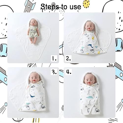 Asnewkit Swaddle Blanket for Newborns,Newborn Sleeping Bag 0-3 months 100% Organic Cotton Baby Swaddles,Baby Wrap Blanket,Swaddles for Newborn (White) thumbnail 7