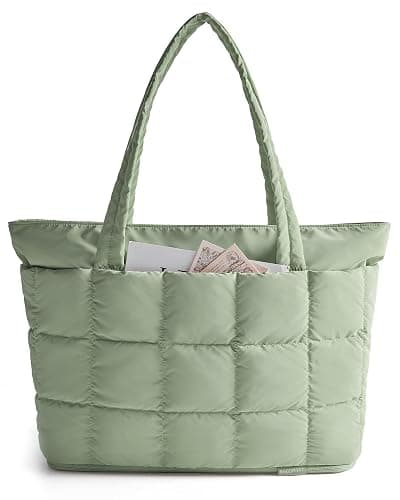 BAGSMART Expandable Tote Bag for Women, Puffer Work Tote Handbag, Quilted Carry On Bag for Travel Gym - Image 1