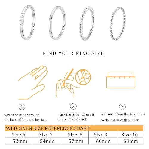 WEDDINEN 4PC Gold Rings for Women, S925 Sterling Silver 14k Gold Filled Plated Stackable Thin Thumb Ring Set Cubic Zirconia Dainty Stack Gold Knuckle Rings Set Size 6-10 thumbnail 3