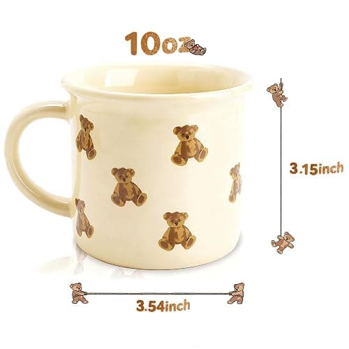 FableKnot Vintage Teddy Bear Small Coffee Mug-10oz-Cute Novelty Ceramic Cup for Women, Cute Coffee Cups, Tea or Milk.Gift for Teachers, Kids, Office or New Year thumbnail 3