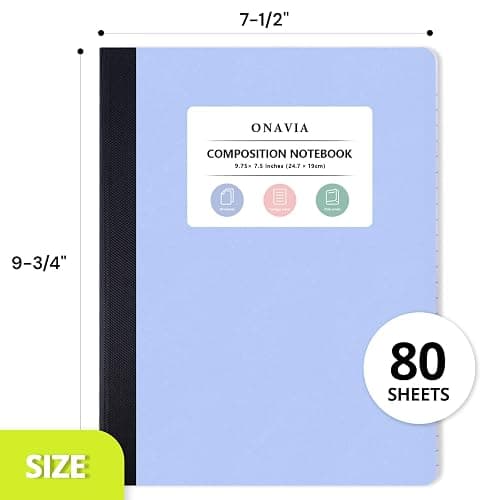 ONAVIA Composition Notebook 4 Pack, Poly Cover Composition Notebook, College Ruled, 9.75 x 7.5 Inch, 80 Sheets, Sewn Binding for School, Class Notes, Work, Muti Colors thumbnail 3