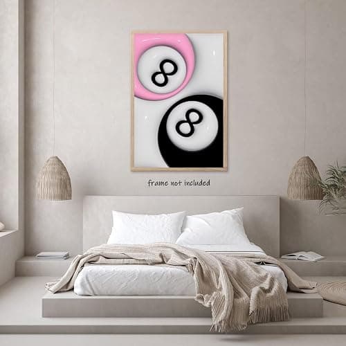 SFAOHPR Trendy 8 Ball Poster Pink and Black Preppy Print Y2K Room Decor Aesthetic Retro Wall Art Canvas Poster Bedroom living room Home Wall Decor Aesthetics Poster 12x16inch Unframed - MYUEDWW-F - 17.7L" x 13.8W" thumbnail 5