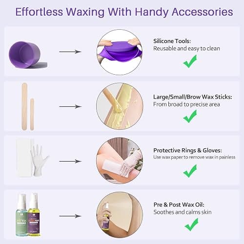 BLITZWAX Waxing Kit for Women, Hard Wax Warmer, Brazilian Bikini Face Body | 51 Items, Digital Fast Heating, Legs Underarms, Beginner Friendly, At Home Smooth Routine, Easy Temp Control, Salon Style thumbnail 7