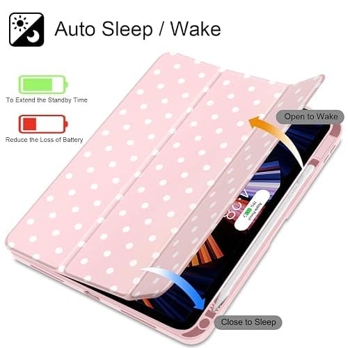 Tuiklol Case for iPad 11 inch (A16 Chip) 2025 Gen 11th / iPad 10.9 inch 2022 10th Gen, Buit in Pencil Holder with Shockproof Cover Clear Transparent Back Shell Auto Wake/Sleep,Spot-Pink thumbnail 3