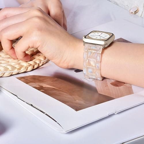 V-MORO Resin Bands Compatible with Apple Watch Series 11/10/9/8/7 Starlight Buckle Lightweight Fashion Ctue Watch Strap Compatible iwatch Series SE/6/5/4/3/2/1(Aurora,42mm/41mm/40mm/38mm) thumbnail 2