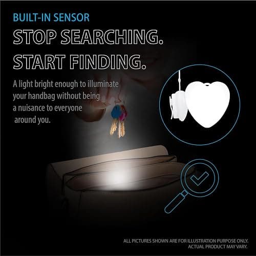 Deke Home - Heart Shaped Purse Light, Motion Sensor LED Handbag Lamp, Auto On Off Mini Travel Accessory for Backpack, Shoulder Bag, Crossbody, Tote, Night Use, Perfect for Concerts & Events thumbnail 7