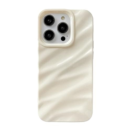 Caseative for iPhone 15 Pro Case,Water Ripple Pattern Curly Wave Shape Soft Phone Case (White) - Image 1
