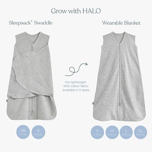 HALO 100% Cotton Sleepsack Swaddle, 3-Way Adjustable Wearable Blanket, TOG 1.5, Leaves, Newborn, 0-3 Months thumbnail 6