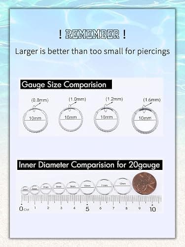 OUFER Nose Rings Surgical Steel Cartilage Earrings Tragus 316L Stainless Steel Helix Earrings Cartilage Earring 14G/16G/18G/20G Hinged Segment Rings Hoop thumbnail 8