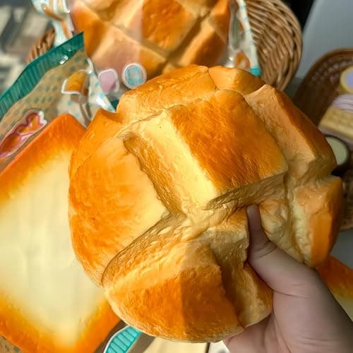 7 Inch Jumbo Bread Squishy, Slow Rising Squishy Toys - Stress Relief Squeeze Toys for Adults, Sticky Food Squishies, Foam Sensory Fidget Toy for Desk (Yellow) thumbnail 2