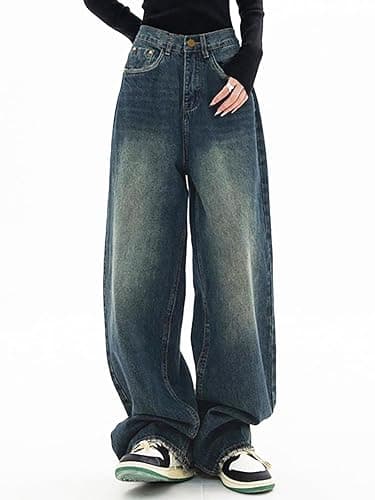 Xineicy Jeans for Women High Waist Wide Leg Baggy Jeans Y2K Loose Vintage Boyfriend Denim Pants thumbnail 3