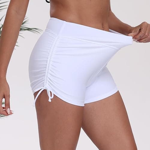 Halcurt Women's High Waisted Swim Board Shorts (Available in Plus) Tummy Control Side Drawstring Swimsuit Bottoms thumbnail 2