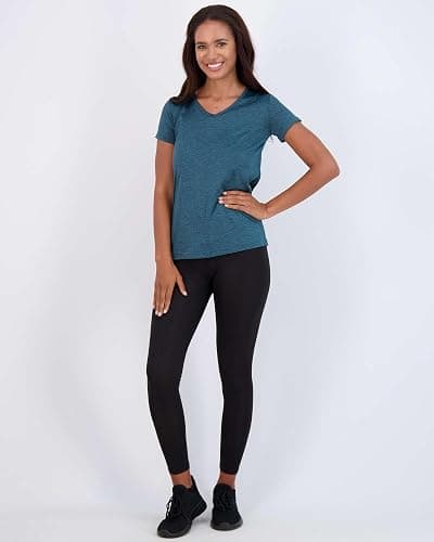 Real Essentials 5 Pack: Women's Short Sleeve V-Neck Activewear T-Shirt Dry-Fit Wicking Yoga Top (Available in Plus) thumbnail 5