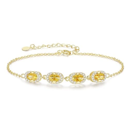 GexTyde Birthstone Bracelets for Women, Gold Trendy Dainty Link Bracelet Jewelry Birthday Christmas Day Gifts for Women Girlfriend Friend Her Mom Wife - Image 1