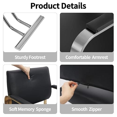 Pro Barber Salon Chair with Hydraulic Pump, 441lbs Heavy Duty Salon Chair Leather Seats Beauty Spa Hair Styling Chairs, 360° Rotatable Multi-Function Footrest for Hair Stylist Barbershop Black&Silver thumbnail 6