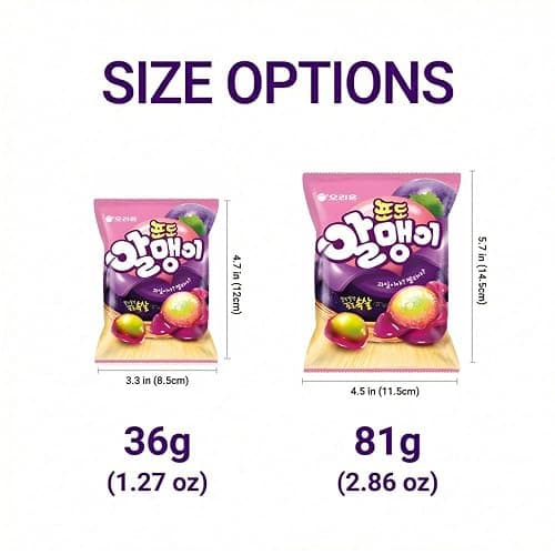 Korean Fruit Jelly Candy – Assorted Chewy Gummy Snacks –3 Fruity Flavors (Grape, Lychee, Mango) – Individually Wrapped – Perfect for Kids & Adults – 알맹이젤리 (3Flavor Mix 1.26oz × 6p) thumbnail 6