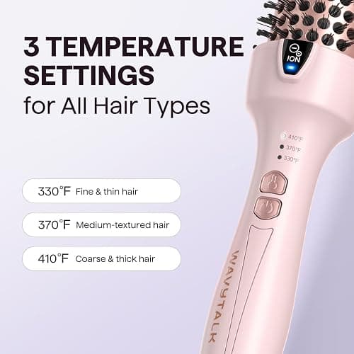 Wavytalk Updated Version Thermal Brush, 1.5 Inch Negative Ion Blowout Express Thermal Round Brush Creates Salon-Quality Blowouts, lonic Frizz Reduction Makes Hair Shinier & Smoother (Millennial Pink) thumbnail 6